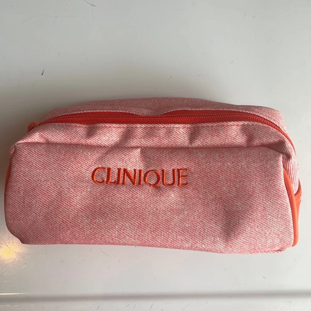 Clinique orange cosmetic bag